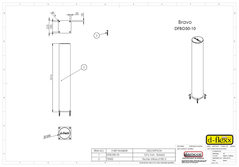 d-Flexx Traffic Bollard - Height 1200mm [Bravo]