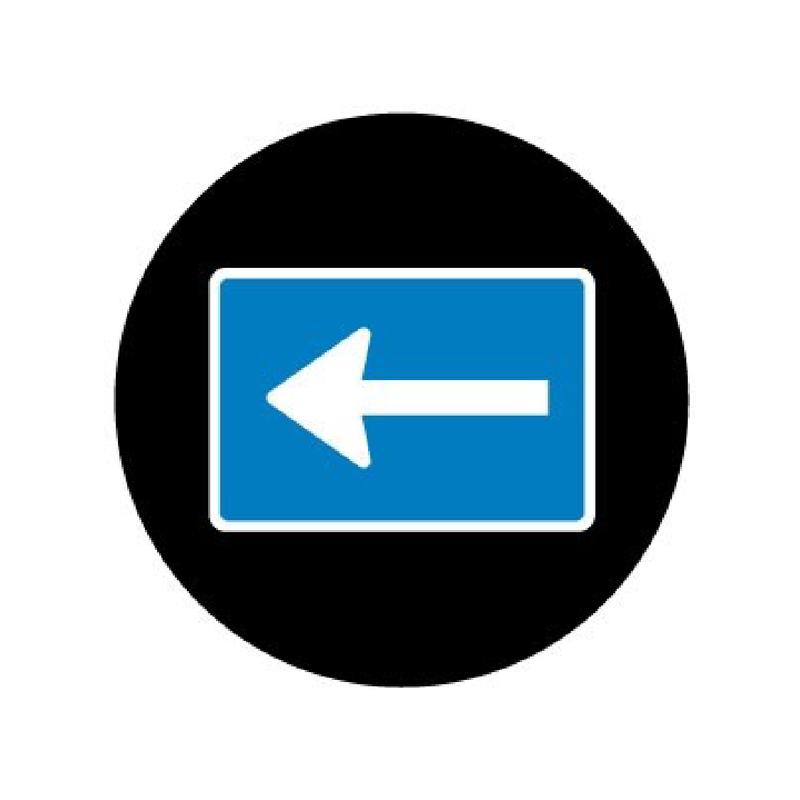 Left Turn Arrow Sign In Rectangle | Gobo Projector Safety Sign