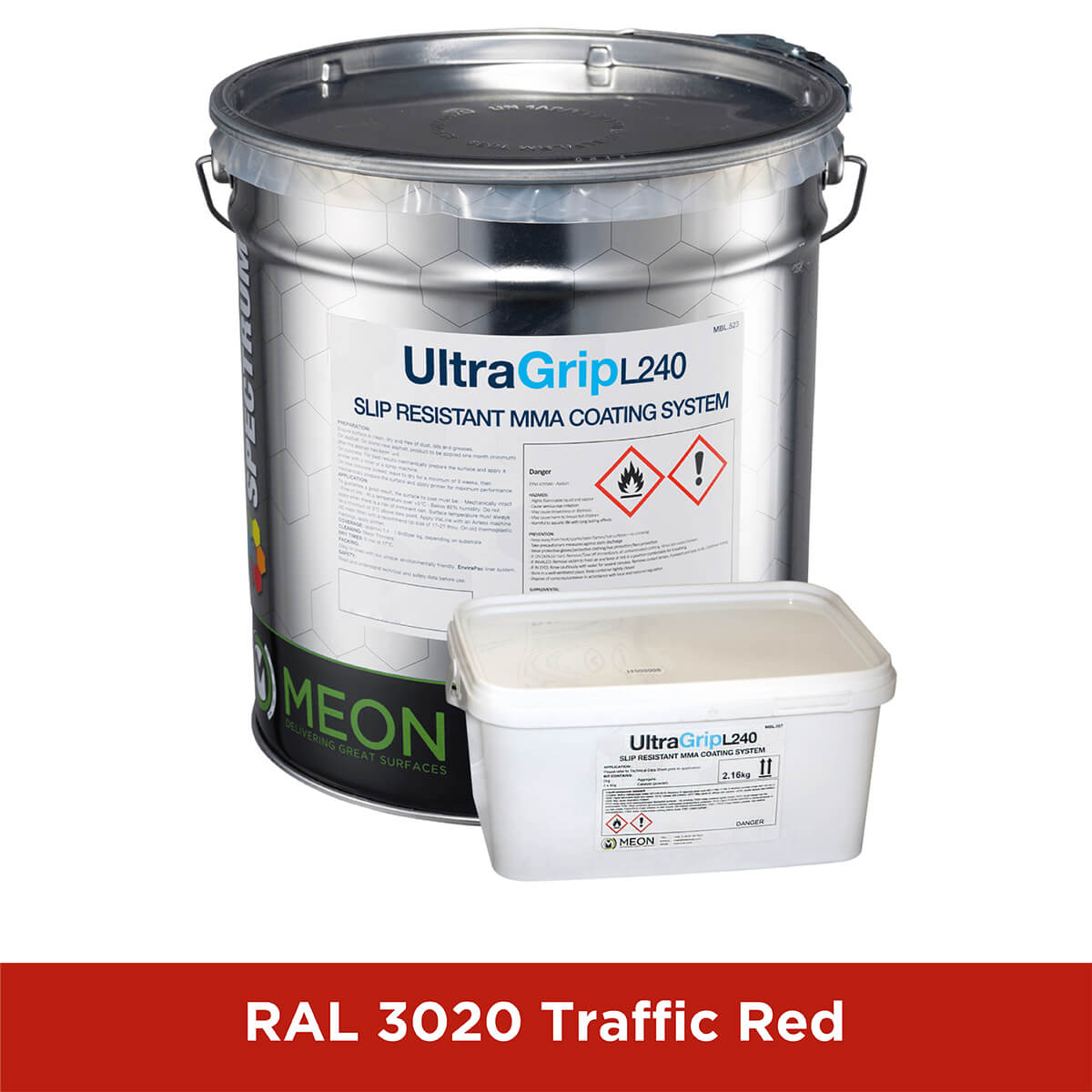 UltraGrip L240 MMA Hard Wearing Surface Coating Traffic Red 20kg