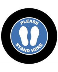 Please Stand Here Sign In Blue | Gobo Projector Safety Sign